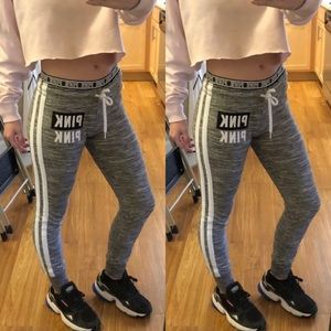 PINK Gray striped Joggers